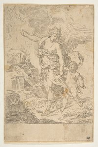 Ein Schutzengel, der mit einem Kind geht, ca. 1640