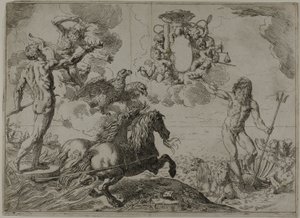 Jupiter, Neptun und Pluto bieten ihre Kronen den Waffen von Kardinal Borghese an