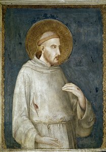 Der heilige Franz von Assisi, Detail von fünf Heiligen