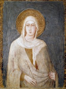 Heilige Margarita von Antiochia (früher bekannt als St. Clair). Fresko von Simone Martini