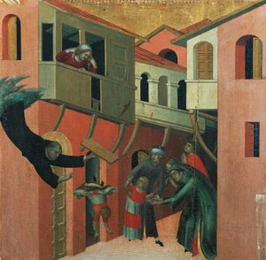 Das Wunder des Babys, das vom Balkon fiel (Detail) von Simone Martini