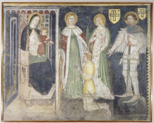 Madonna mit Kind und hl. Katharina, hl. Ursula, hl. Georg und dem Patron, Theodoric von Chur von Simone da Corbetta