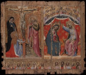 Kleiner Altar mit der Kreuzigung, der Krönung der Jungfrau Maria und Christus und den Aposteln