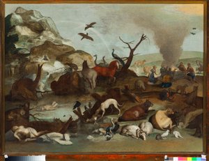 Noahs Opfer nach der Flut Gemälde von Sinibaldo Scorza (1589-1631) 17. Jahrhundert Genua, Musei di Strada Nuova von Sinibaldo Scorza