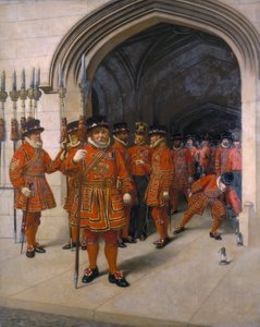 Die Yeomen der Wache durchsuchen die Krypta des Parlamentsgebäudes, 1894
