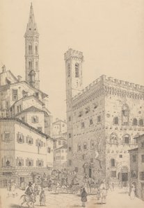 Album mit 30 Ansichten in Tirol und Italien: Südansicht des Barqello oder Staatsgefängnisses und Turm der Badia, 3. Mai 1842 von Sir Charles D