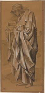 Stehende drapierte Figur im Profil nach links