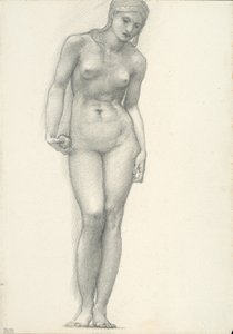 Venus mit goldenem Apfel in der rechten Hand, für das Troja-Triptychon (Skizzenbuch #2639) von Sir Edward Burne Jones