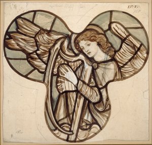 Entwurf für Buntglas in der Lyndhurst Kirche: Ein Engel mit Harfe, 1862 von Sir Edward Coley Burne Jones