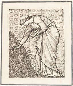 Dame pflückt Blumen von Sir Edward Coley Burne Jones