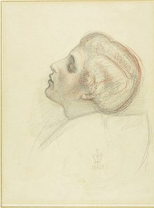 Studie für den Kopf des rettenden Liebhabers in Flucht des Ketzers von Sir John Everett Millais