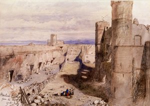 Harlech Castle von den Wehrmauern, Wales, 1850 von Sir John Gilbert
