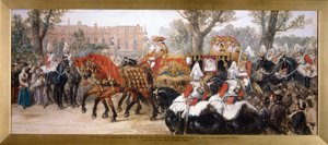 Königlicher Umzug der Kutsche des Prinzen und der Prinzessin von Wales, London