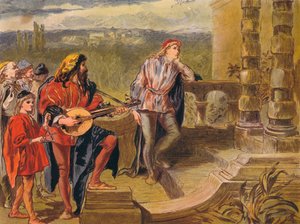 Der Musiker singt in Die zwei Herren aus Verona: Akt IV Szene II, um 1875 von Sir John Gilbert