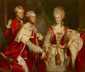 George, 2. Earl Harcourt, seine Frau Elizabeth und Bruder William, 1780 von Sir Joshua Reynolds