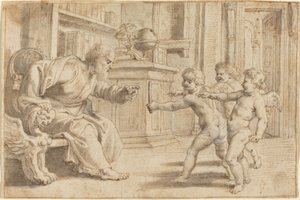 Putti testen die Tiefenwahrnehmung eines Mannes
