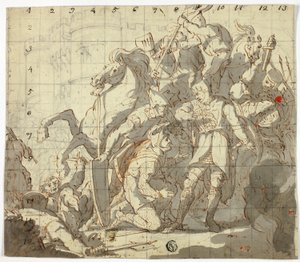 Kämpfende Ritter vor der Burg