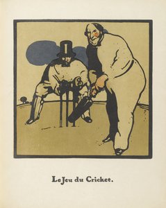 Cricketspiel. Aus Almanach de Douze Sports, 1898 von Sir William Nicholson