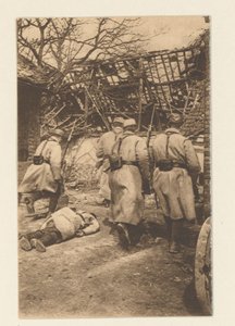 Die Schlacht von Atrecht (9. Mai bis Juni) war äußerst blutig für die Deutschen. (...) Man sieht hier eine Episode der Eroberung von Neuville (...) (12 cartes postales illustrées de la Grande Guerre) von Sémaphore