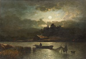 Fischen mit Netzen bei Mondlicht