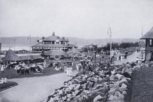 Gesamtansicht des Strandes, Durban (s/w Foto) von South African Photographer