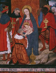 Anbetung der Heiligen Drei Könige, Tafel aus der Kirche San Andres von Tortura, spätes 15. Jahrhundert - frühes 16. Jahrhundert (bemaltes Holz) von Spanish School
