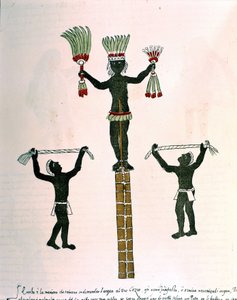 Aztekische Spiele im Codex Vaticanus 3738 (Codex Vat. Rios). Faksimile des Manuskripts von Dominikaner Pedro de los Rios, zwischen 1570 und 1589, Bibl. Vatikan