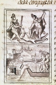 Codex der Eroberung Mexikos: Quauhtenco und Mayenatzin bestrafen Verräter von Spanish School