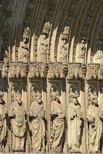 Detail vom Portal der Vergebung (Puerta del Perdon), zentrales Portal der Westfassade der Kathedrale von Toledo, begonnen 1418