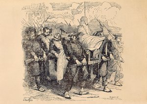Erster Carlistenkrieg (1833-1840): Carlisten-General Tomas Zumalacarregui (1788-1835) verwundet während der Belagerung von Bilbao von Spanish School