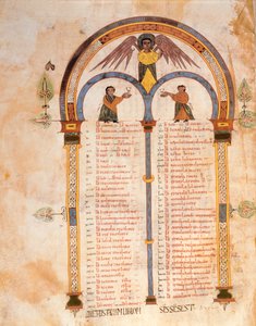 Index der Bücher des Alten und Neuen Testaments, aus der Westgotisch-Mozarabischen Bibel von St. Isidores, fol.398v., 960 n. Chr. (Tempera auf Pergament)