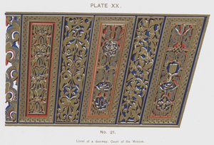 Türsturz eines Türrahmens, Hof der Moschee (Farblithografie)