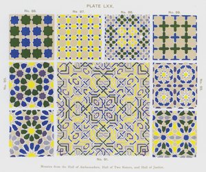 Mosaiken aus der Halle der Botschafter, Halle der Zwei Schwestern und Halle der Gerechtigkeit (Farblithografie)