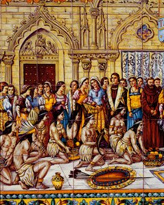 Ureinwohner Amerikas, die im Gefolge von Kolumbus 1492 nach Spanien gebracht wurden (Keramik)
