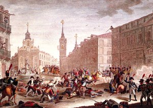 Aufstände gegen napoleonische Truppen, Madrid, Mai 1808 von Spanish School