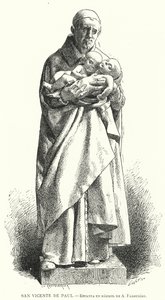 St. Vincent de Paul, französischer katholischer Priester, Marmorstatue von Jean Alexandre Joseph Falguiere von Spanish School