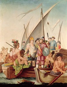Die Ankunft von Hernando Cortes (1485-1547) in Mexiko