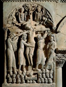 Die Kreuzabnahme (Relief auf Stein) von Spanish School