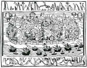 Ansicht von Lissabon aus dem Libro de Grandezas y cosas Memoralder de Espana von Pedro Medina, 1548 von Spanish School