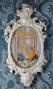 Wandplakette, Alcora-Keramikfabrik, ca. 1750