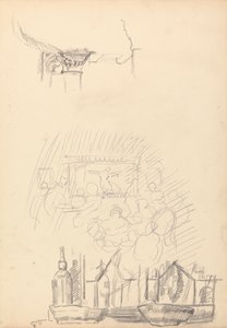 Höhle des Goldenen Kalbs: Skizzen einer Bühne und Bar von Spencer Frederick Gore