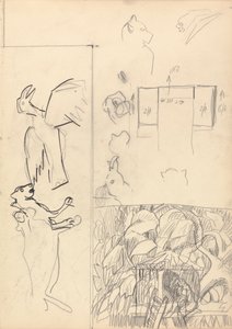 Höhle des Goldenen Kalbs: Studien von Baumhäusern, Tieren und Grundriss von Spencer Frederick Gore
