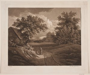 Landschaft mit zwei sprechenden Bauern von Søren Henrik Petersen