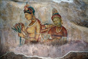 Mädchen von Sigiriya, Fresko, archäologische Stätte Sigiriya (Unesco-Weltkulturerbe) von Sri Lankan School