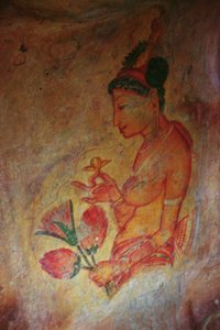 Die Wolkenjungfrauen, aus der Felsenfestung (Detail) von Sri Lankan School