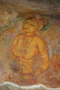 Die Wolkenjungfrauen, aus der Felsenfestung (Detail) von Sri Lankan School