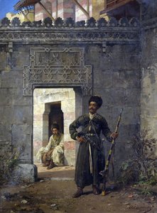 Die Tscherkessenwachen. Gemälde von Stanislav Khlebovsky (Khlebovski) (1835-1884) - 1880 - Öl auf Leinwand