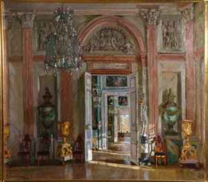 Das große Vestibül im Kuskovo-Palast, 1917 von Stanislav Julianovic Zukovskij