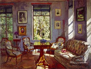 Das Wohnzimmer im Herrenhaus Rozhdestveno, 1916