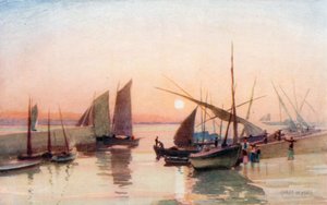 Fischerboote im Tejo von Stanley Inchbold